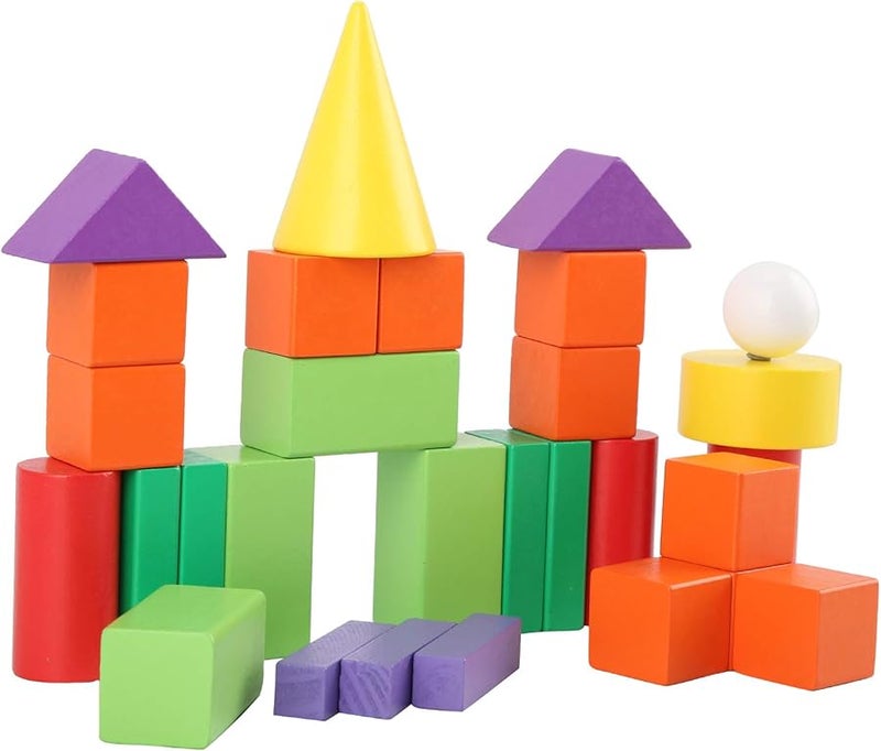 مجموعة ألعاب مكعبات هندسية مع صندوق تخزين 32 قطعة للأطفال من عمر 3 سنوات فما فوق - Image 5